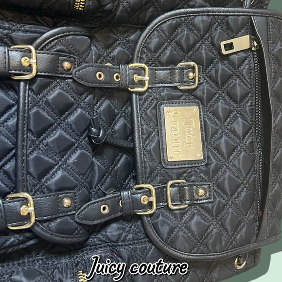 Juicy Couture Quilted Nylon & Faux Leather Backpack – Black – Excellent Used Con - Picture 5 of 11